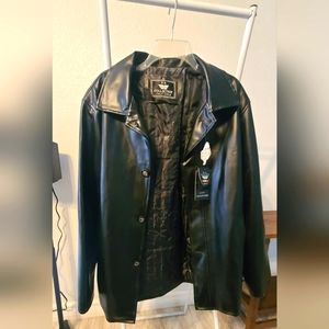 EA Collection Italy Style Black Leather Jacket Size X-Large